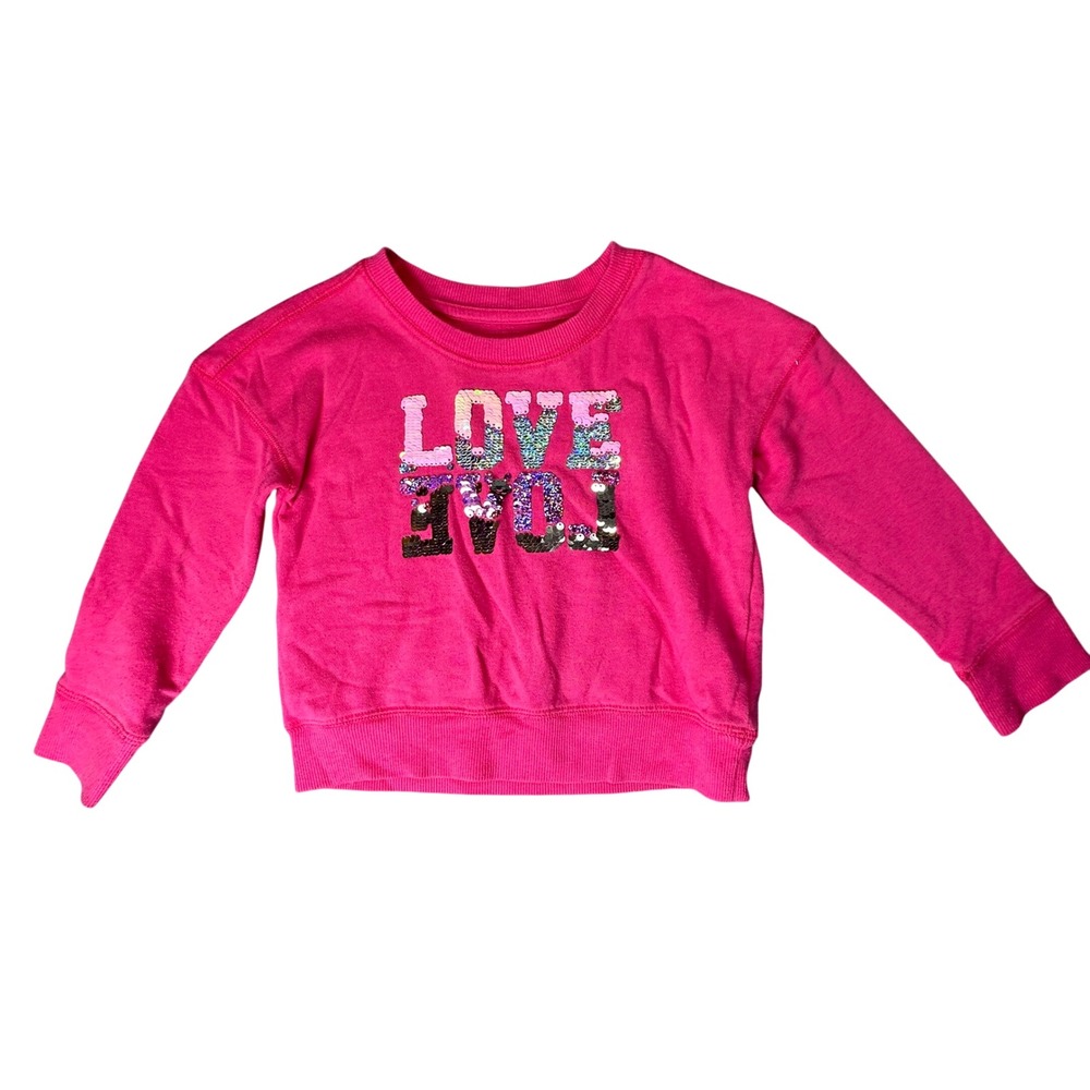 P.S. from Aeropostale Girls Love Sequin Sweatshirt Pink Y2K Size 4 School